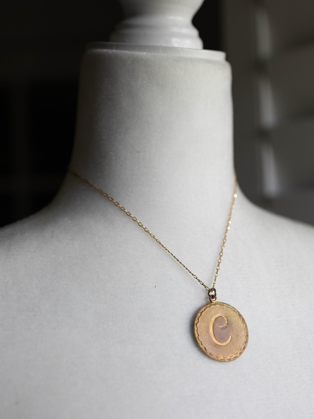 Gold-Tone 'C' Initial Disc Necklace - Classic Personalized Pendant